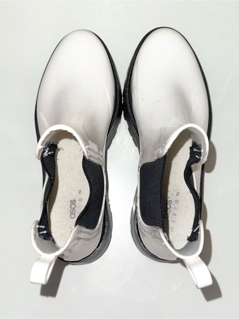 ASOS White Platform Plastic Chelsea Boots Size 8 - Picture 5 of 7